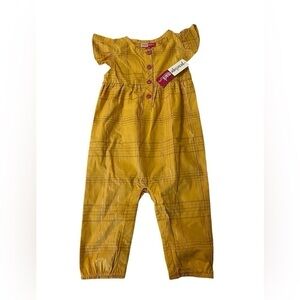 NWT Penelope Mack Yellow with Metallic Pink Romper Size 12 Months